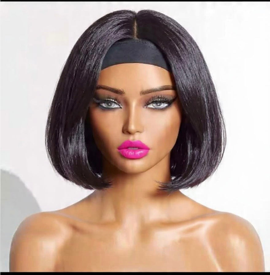 Bob Style Yaky  Headband Wig .100% Human Hair.
